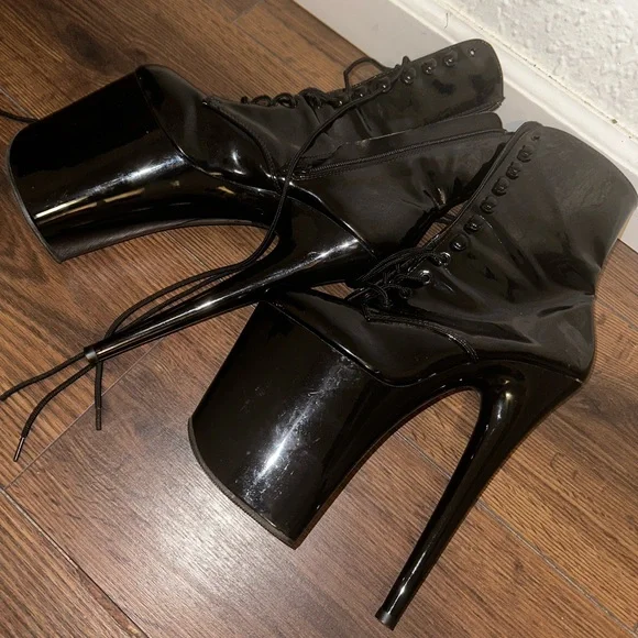 Pleaser Shoes Inch Flamingo 20 Black Patent Pleaser Platform